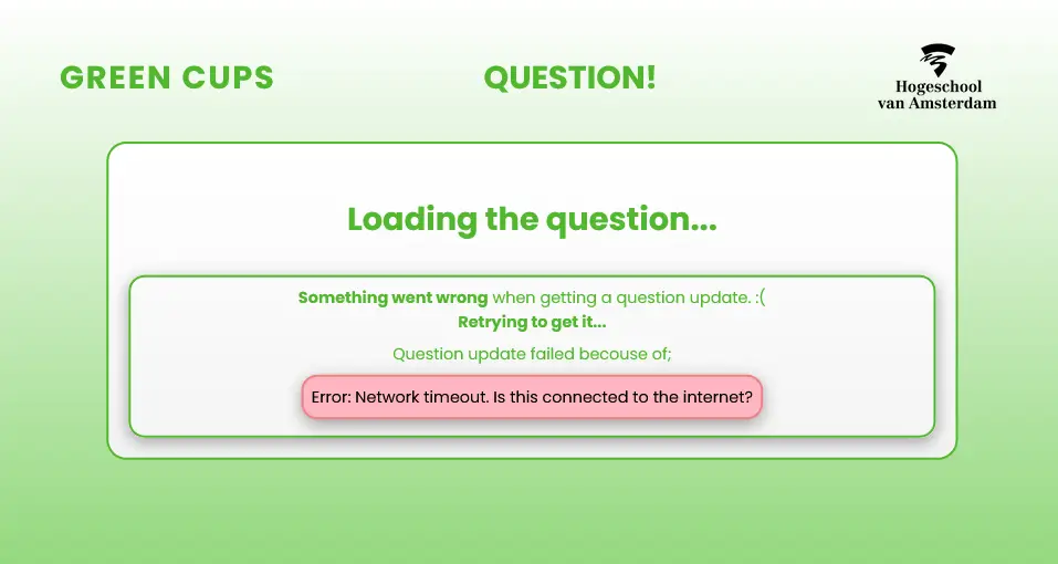 Picture showing fetching a question with user feedback on fail