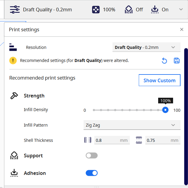 First settings of the print forthe letter V