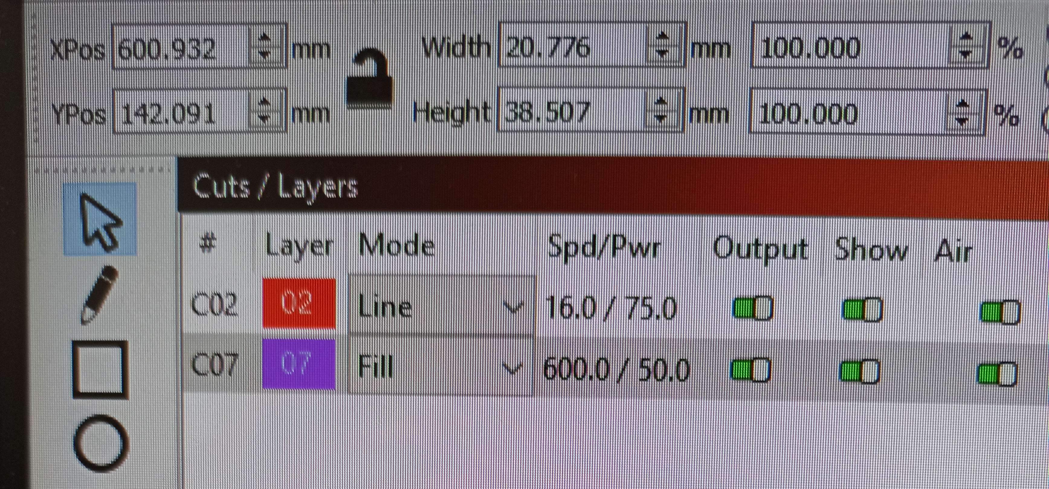 Laser cutting and engraving settings